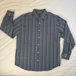 Claiborne Men's Navy & Light Blue Vertical Stripe Dress Shirt